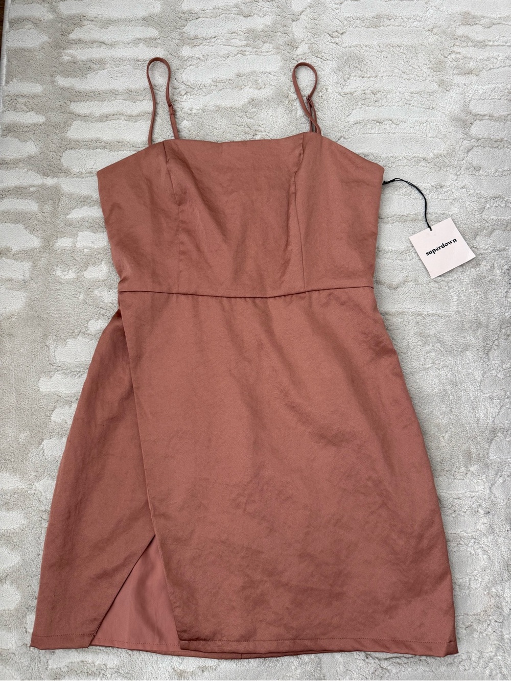 superdown Rust Mini Slip Dress with Side Slit